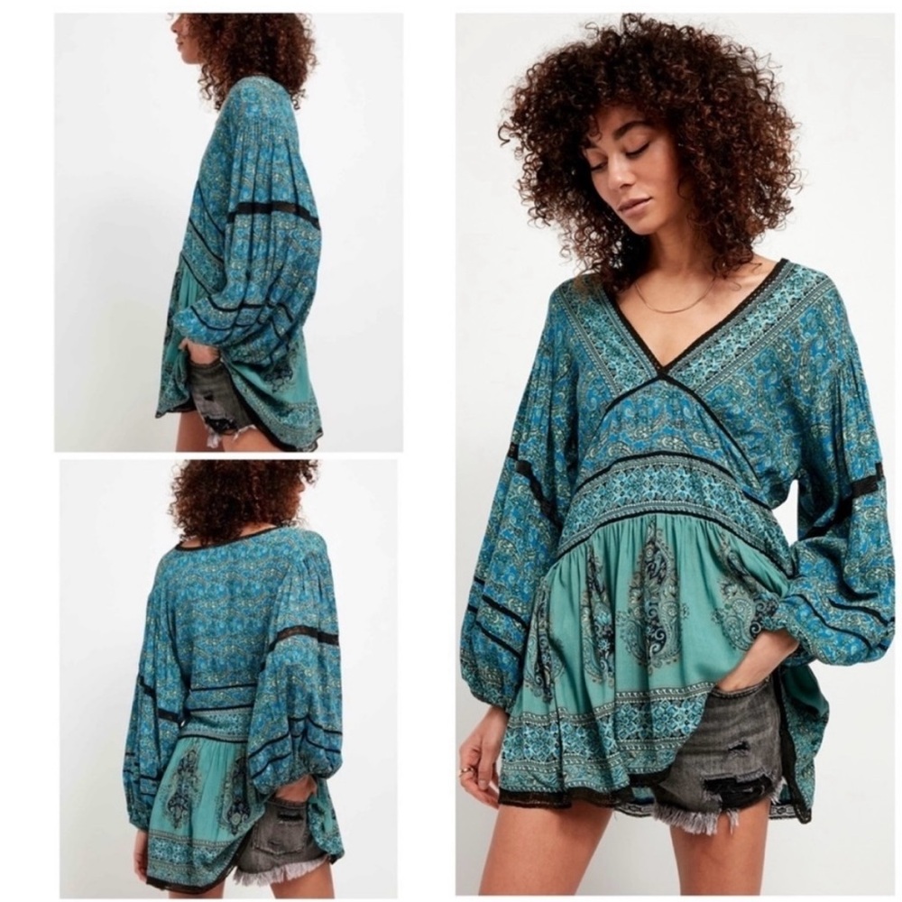 Teal Bohemian Women's Top